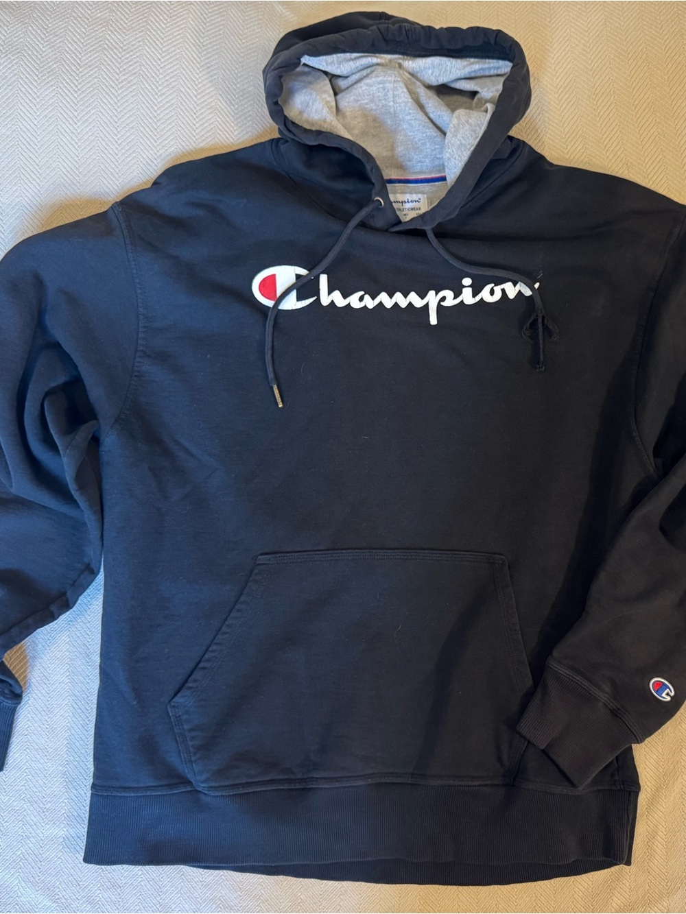 Champion Authentic Athleticwear Black Script Logo Hoodie Men’s Large L